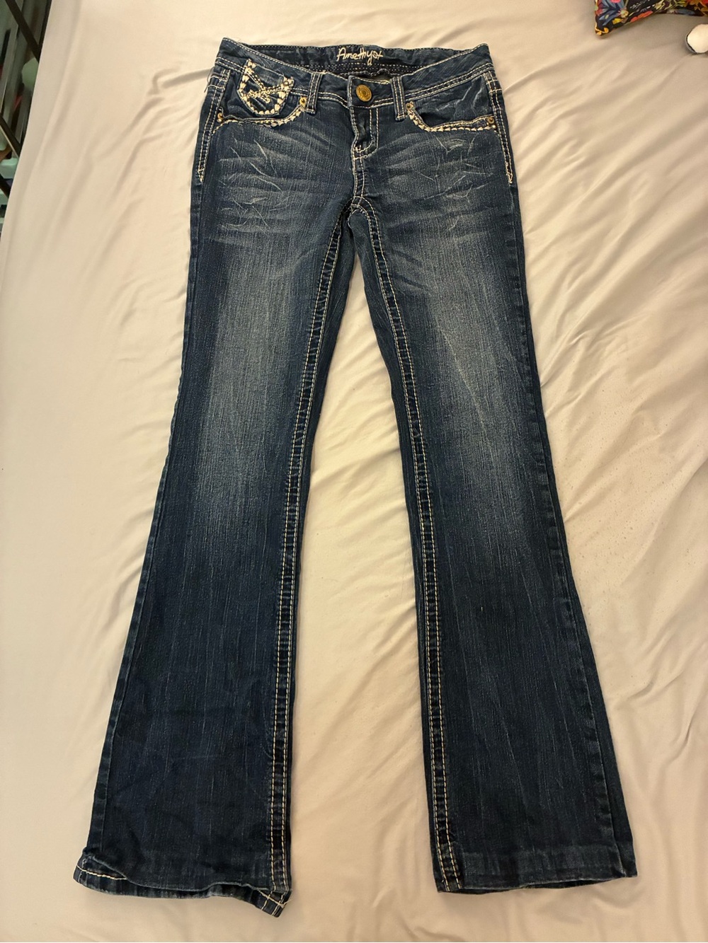 Vintage y2k jeans with embellished pockets
